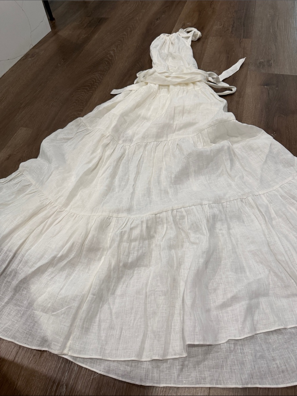 Zara Cream Tiered Halter Maxi Dress